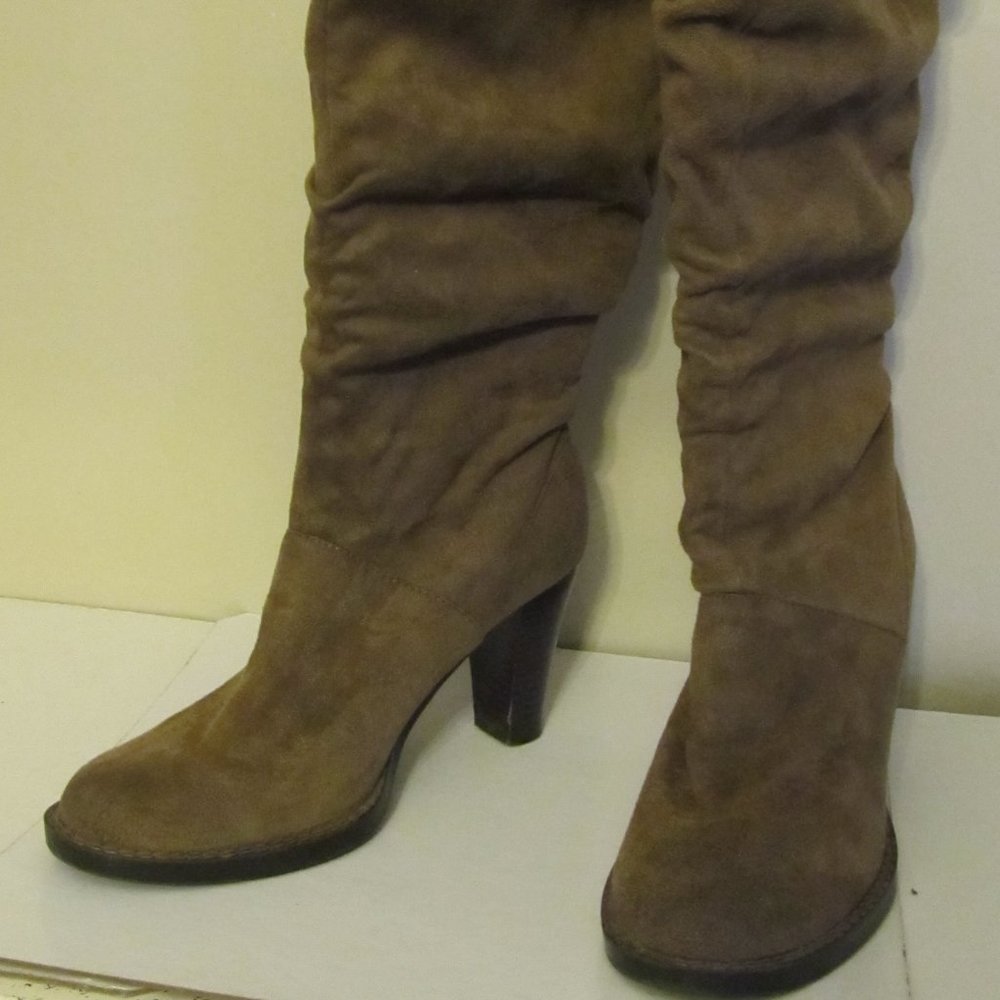 Grey Suede Slouch Boots